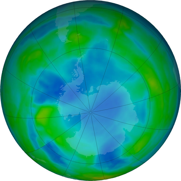 Antarctic ozone map for 06 June 2023